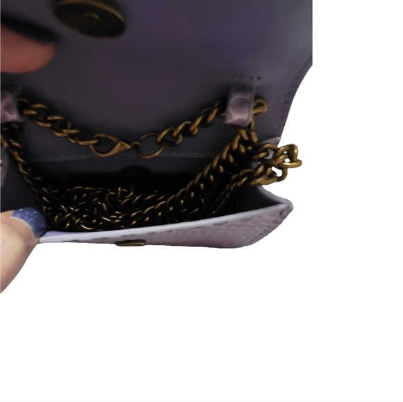 Kurt Geiger Small Shoreditch Crossbody Lilac Snake Emboss Leather Bag NWT - Picture 9 of 10